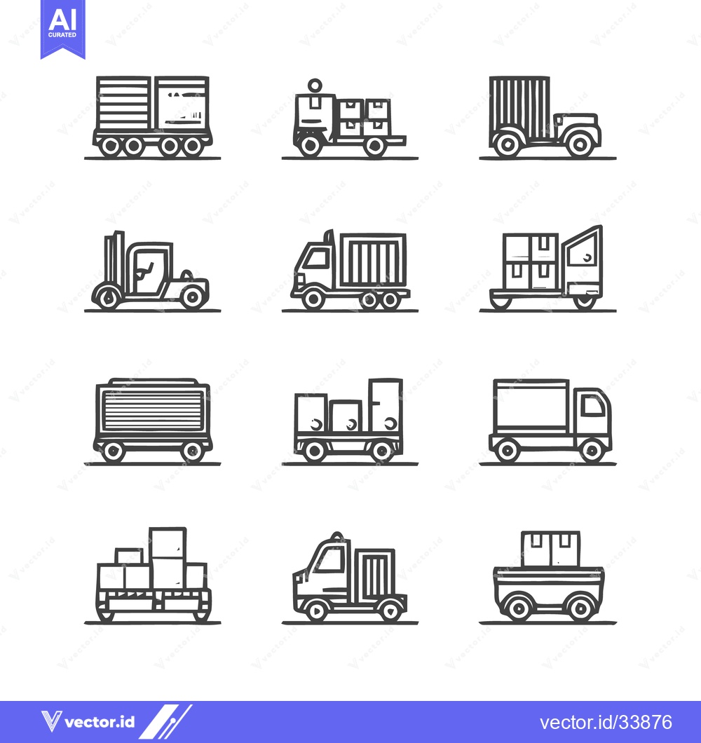 Premium Vector dari Collection of Delivery Trucks and Transportation Icons.
