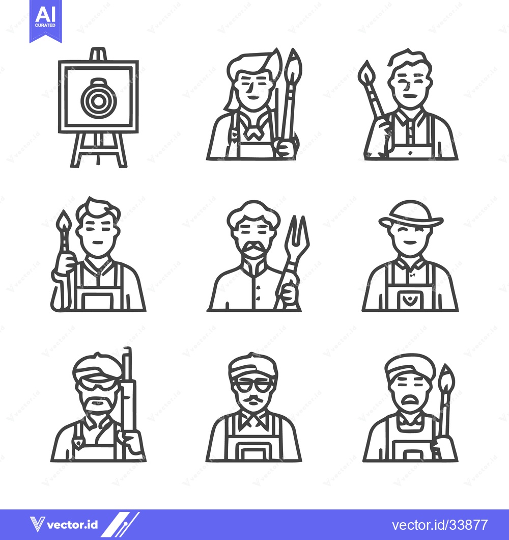 Premium Vector dari Artistic Professions - A Collection of Painter and Artist Icons.