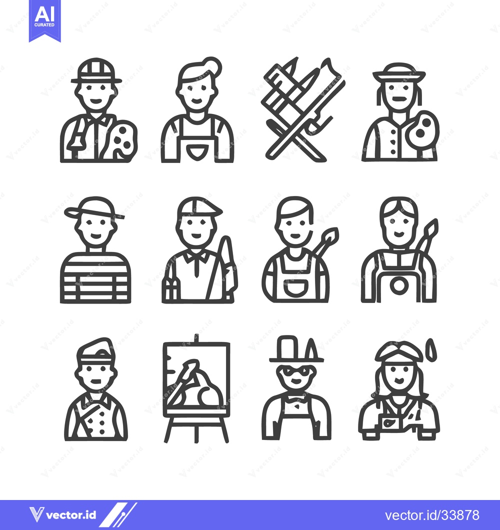 Premium Vector dari Artistic Professions - A Collection of Painter and Artist Icons.