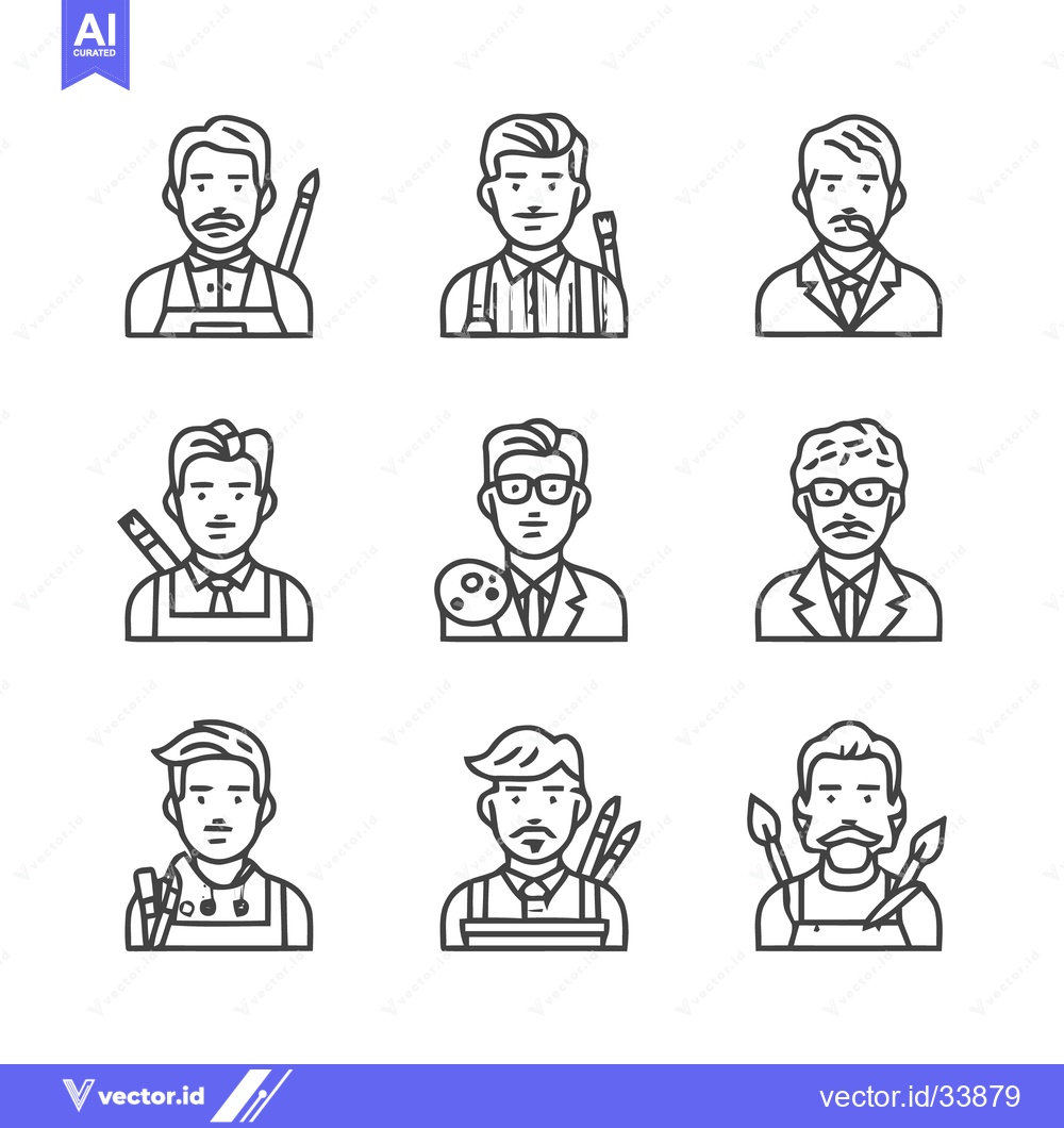 Premium Vector of Artistic Professionals - A Collection of Line Art Portraits.