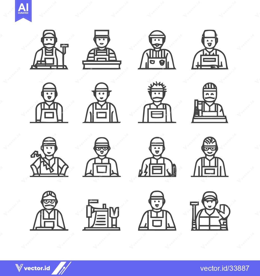 Premium Vector dari Diverse Worker Icons - A Collection of Professional Avatars.