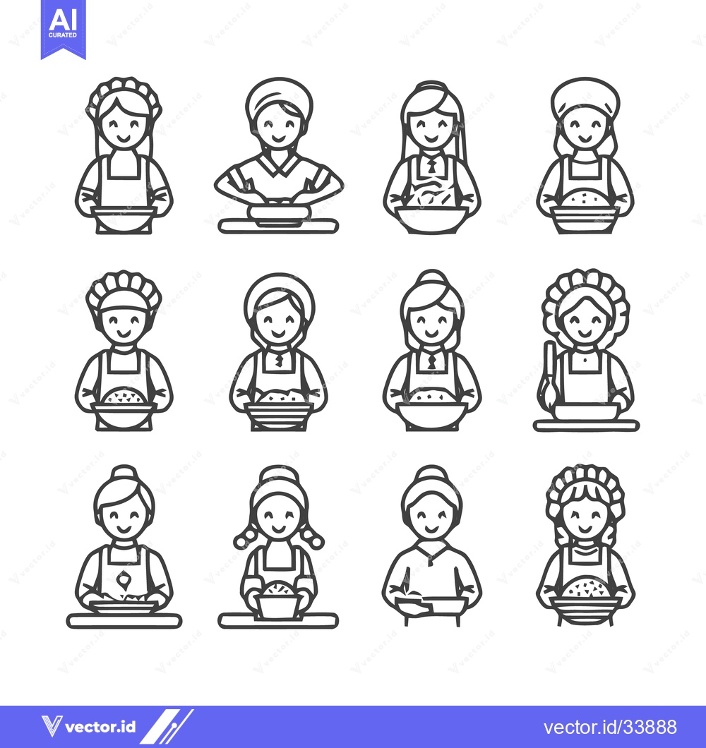 Premium Vector dari Collection of cooking women in various styles and poses.
