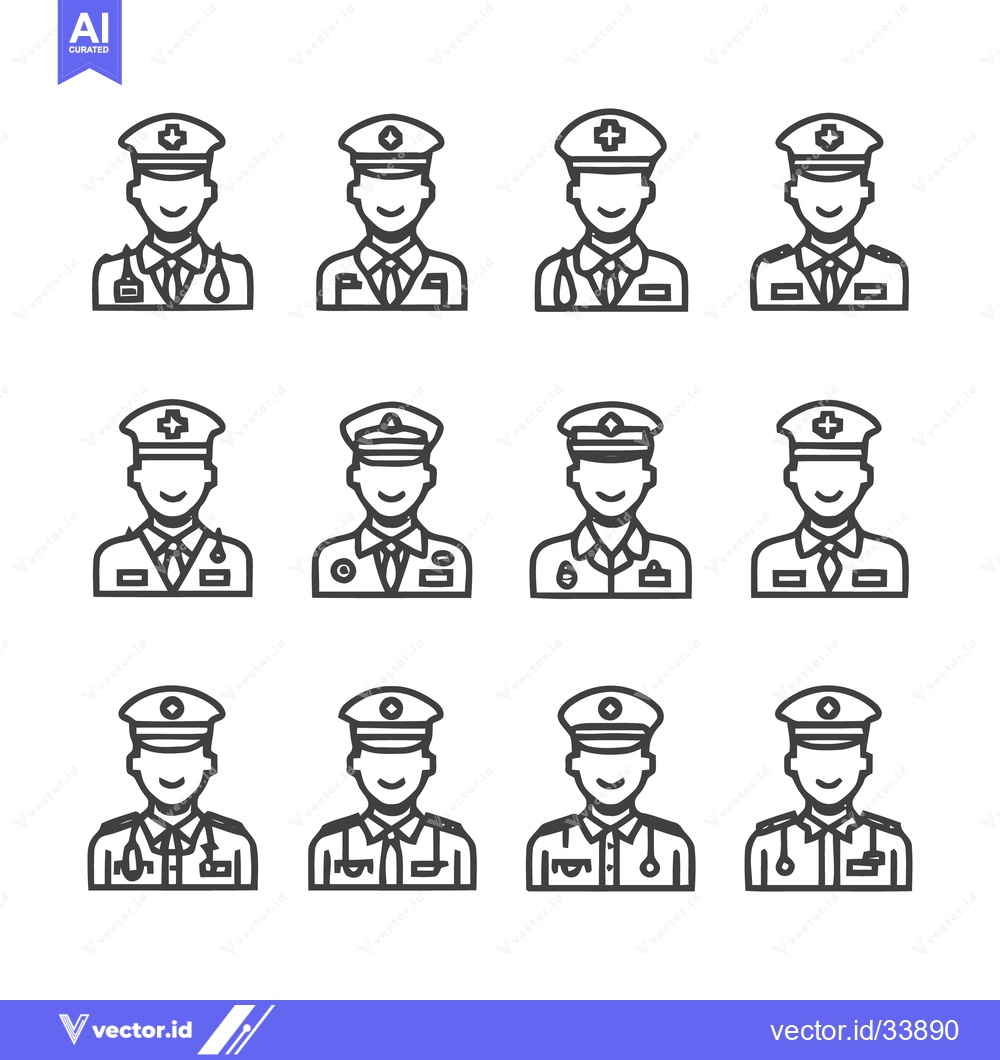 Premium Vector dari Uniformed Professionals - A Collection of Line Art Illustrations.