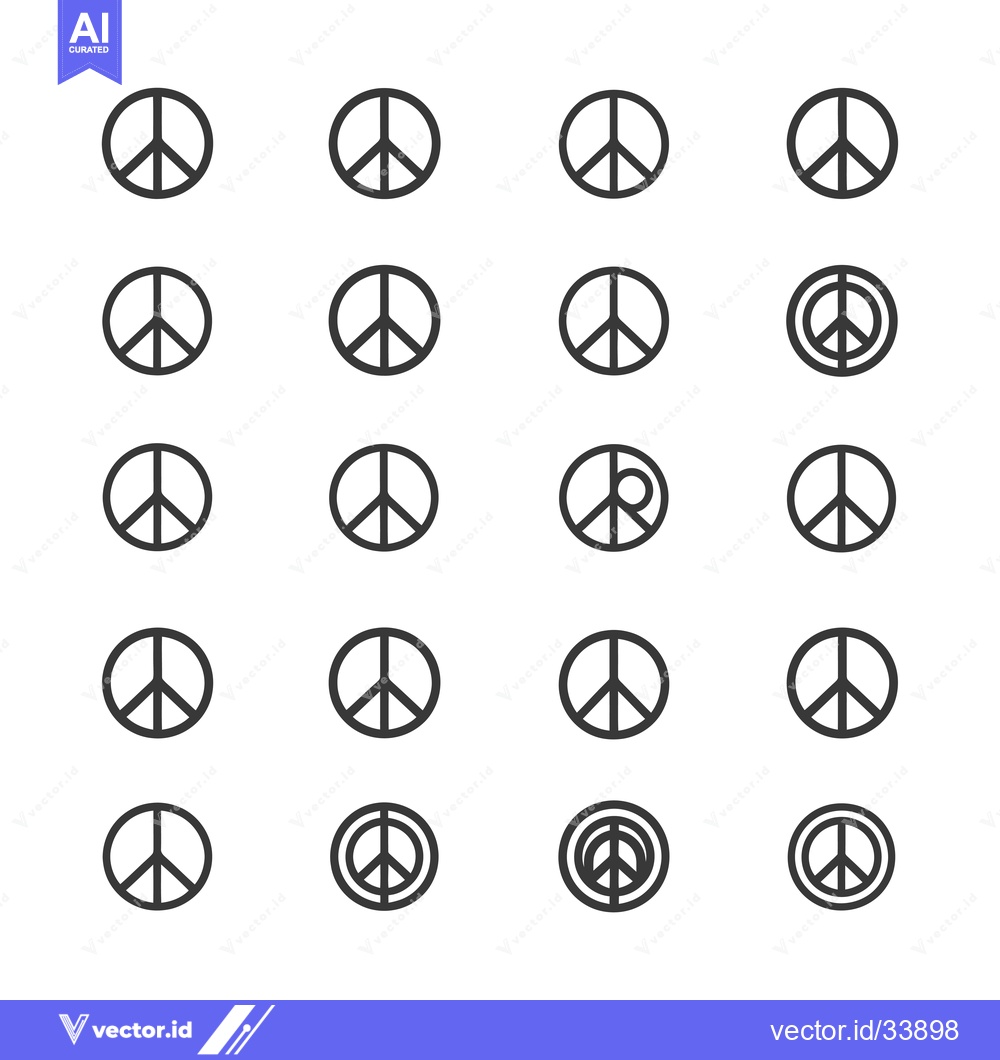 Premium Vector dari Collection of Peace Symbol Variations in Black and White