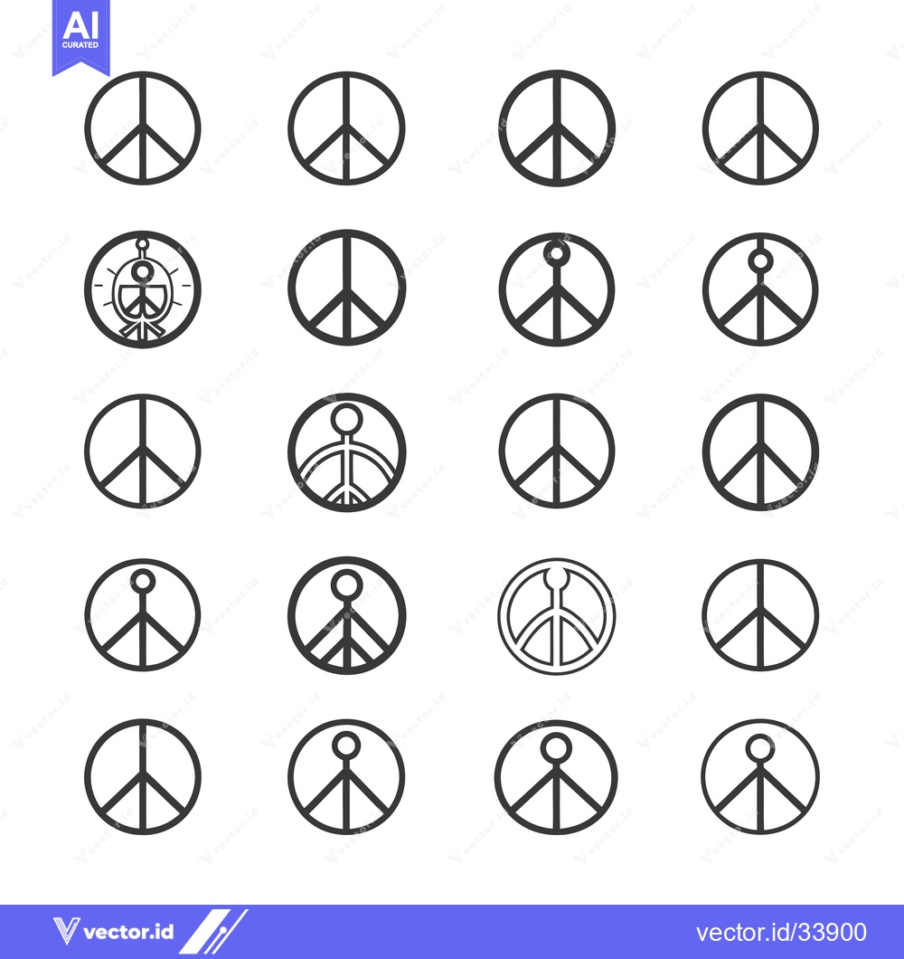 Premium Vector dari Collection of Peace Symbol Variations with and Without a Figure