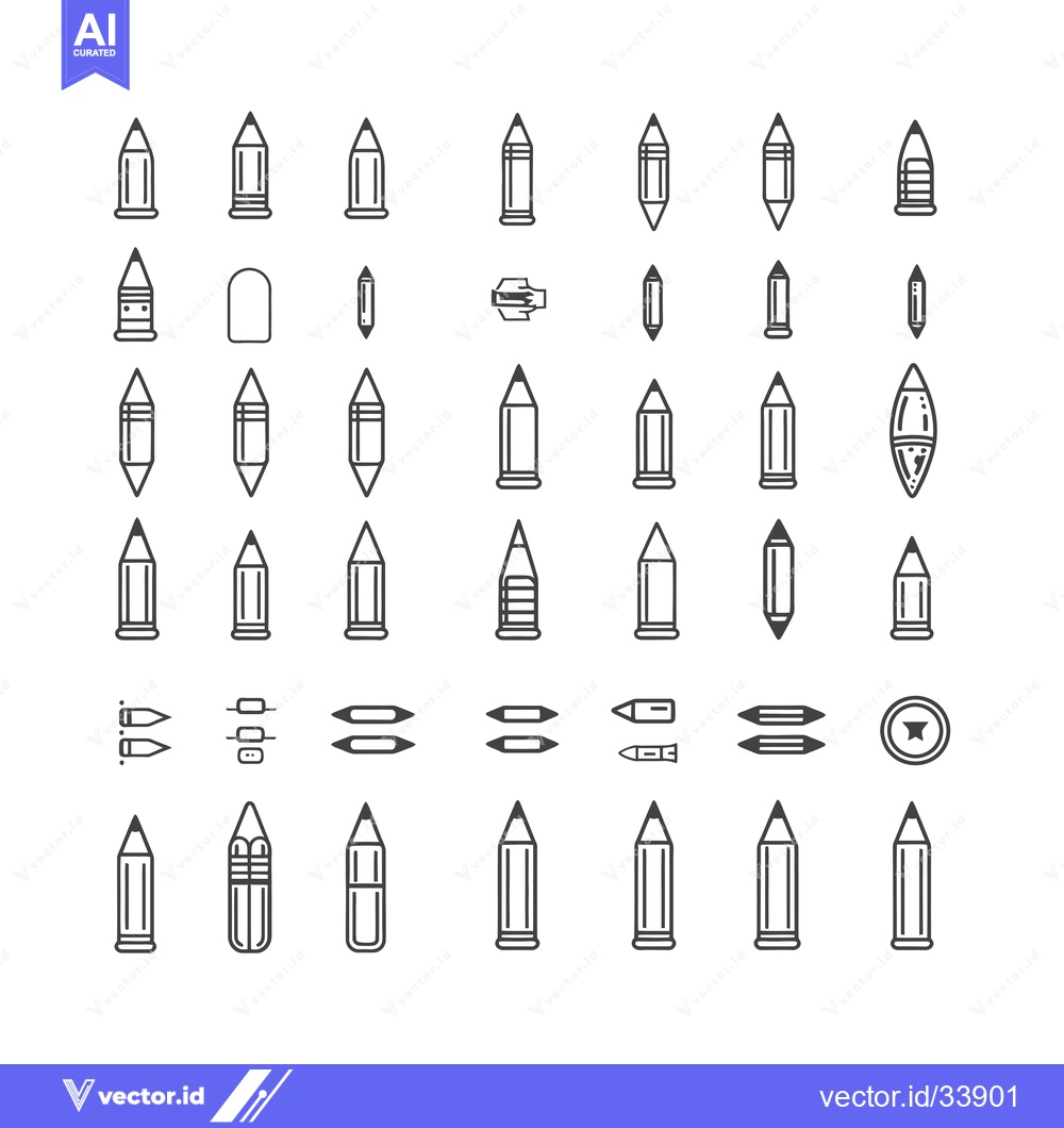 Premium Vector dari Collection of Pencil Icons in Various Styles and Orientations