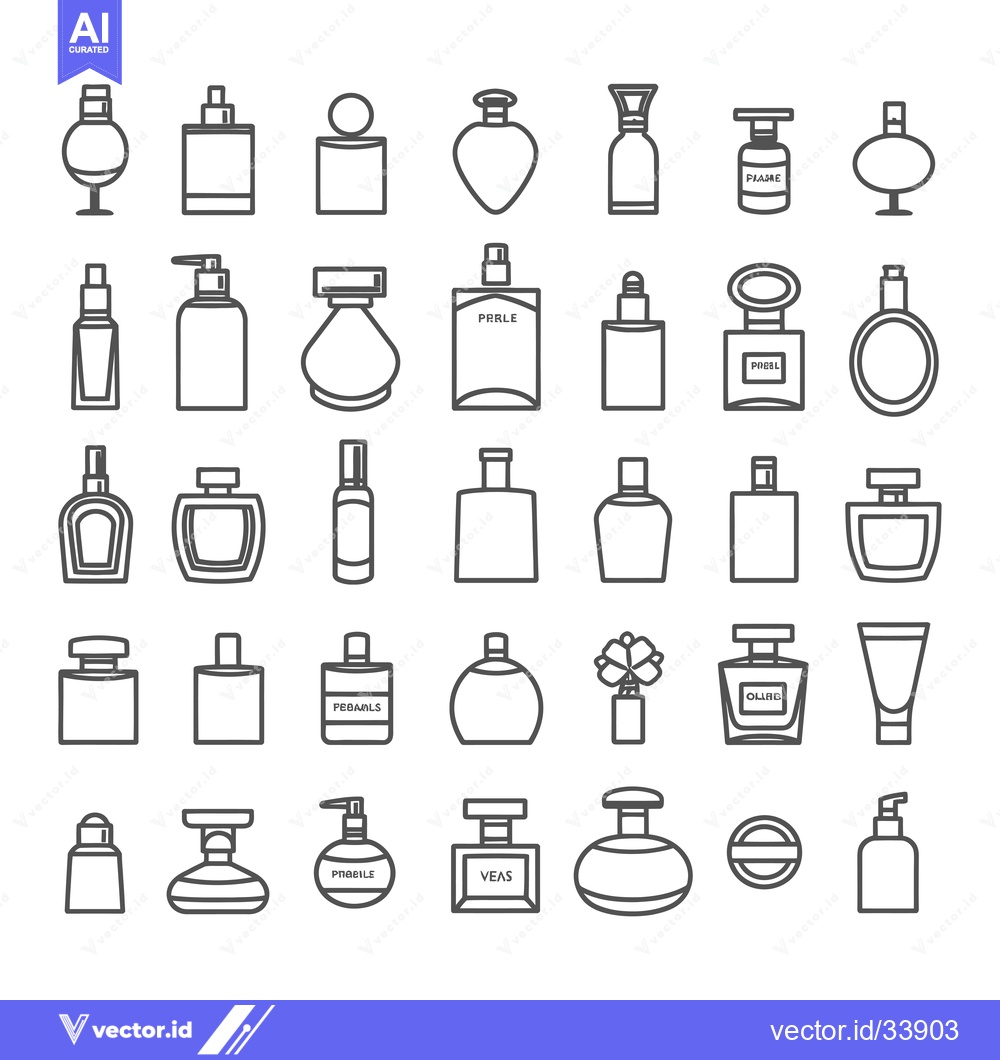 Premium Vector dari Collection of Perfume Bottle and Cosmetic Container Line Icons
