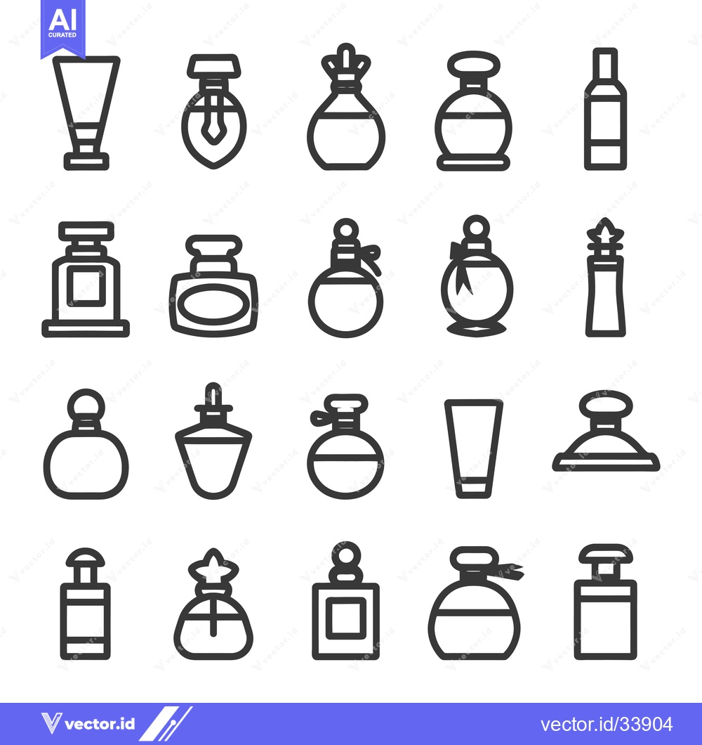 Premium Vector of Collection of Perfume Bottle and Tube Icons