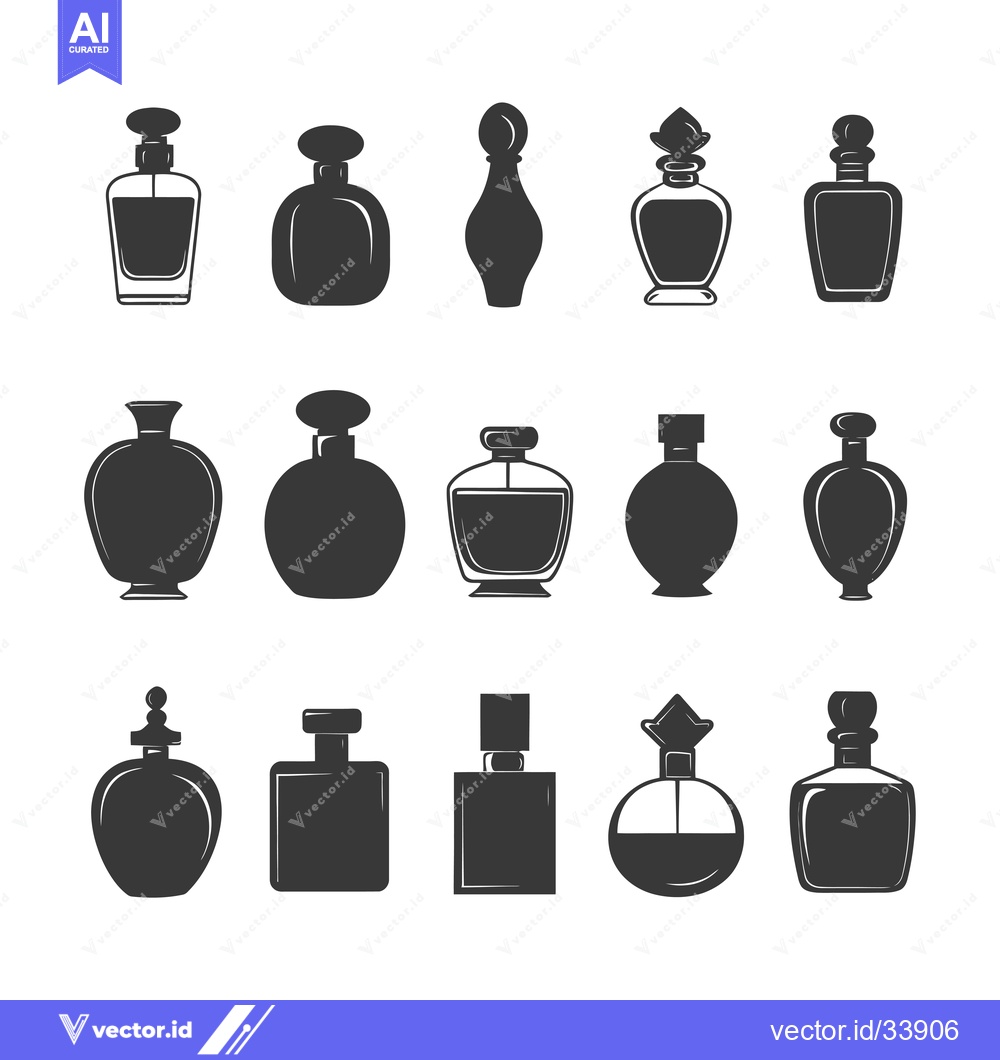 Premium Vector dari Collection of Perfume Bottles in Black Silhouette