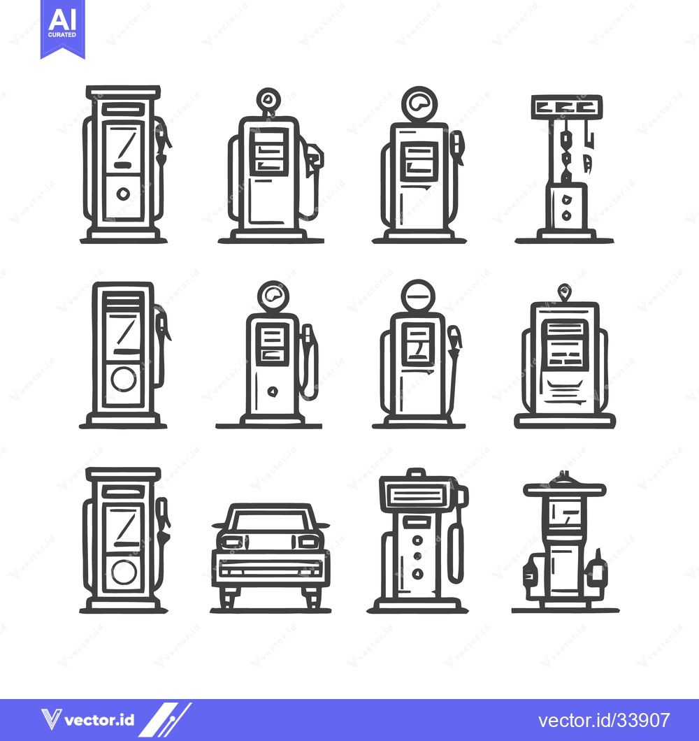 Premium Vector dari Gas station icons set, fuel pump, gasoline, petrol, vector.