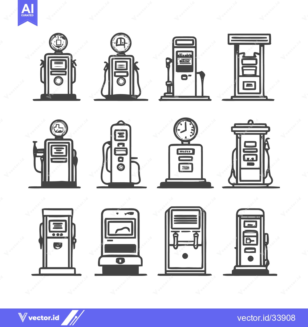 Premium Vector dari Gasoline Pump Icons - Vintage and Modern Fuel Dispensers.