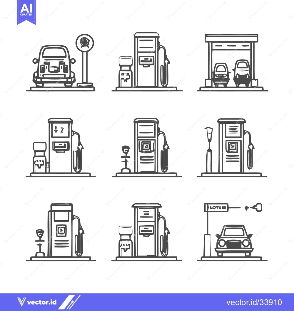 Premium Vector of Gas station icons set, vector illustration, fuel, petrol, car.