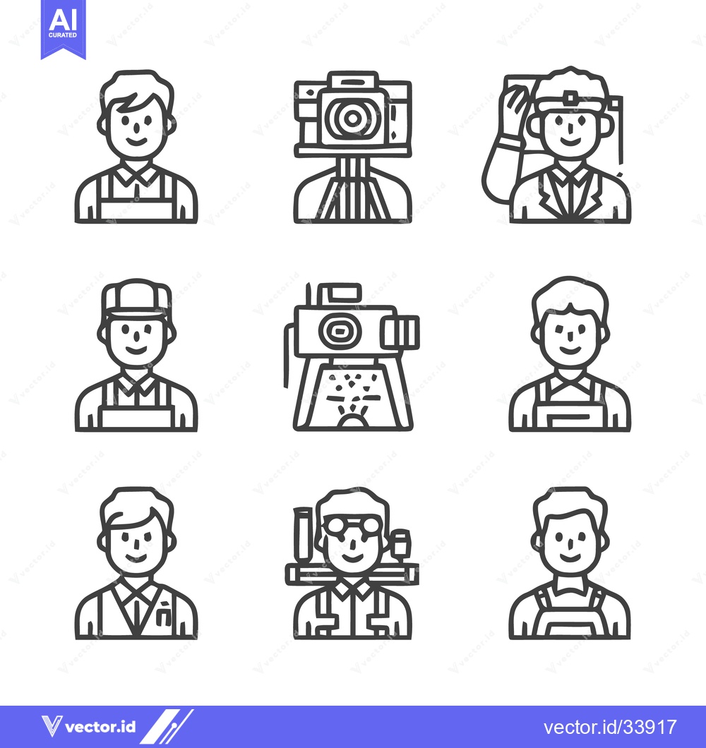 Premium Vector dari Surveyors and Engineers - A Collection of Line Art Icons.