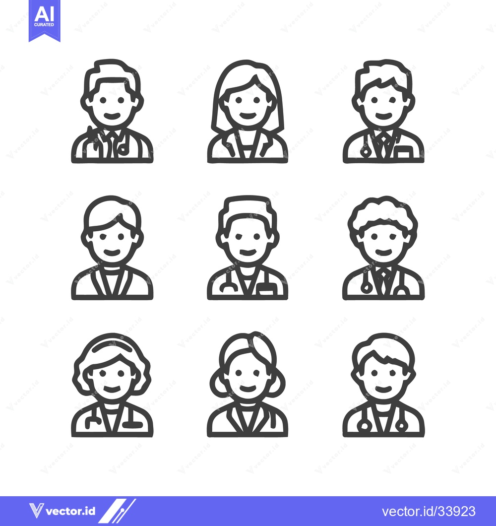 Premium Vector dari Medical professionals icons set, doctors, nurses, healthcare workers,