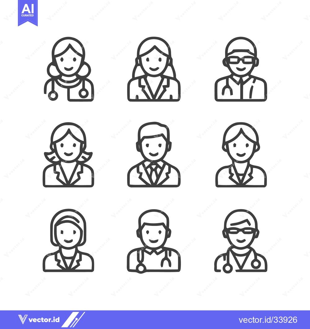 Premium Vector of Medical professionals in a line, various doctors and nurses.