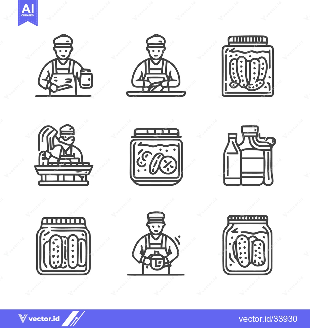 Premium Vector of Pickle Production Process - A Culinary and Artistic Depiction.