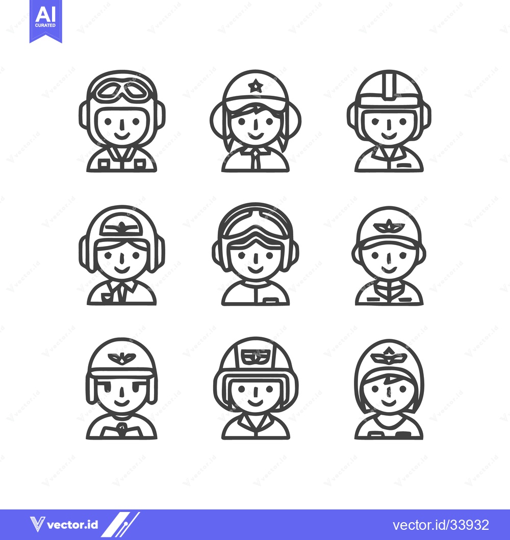 Premium Vector dari Diverse Aviation Professionals - A Collection of Pilot Icons.