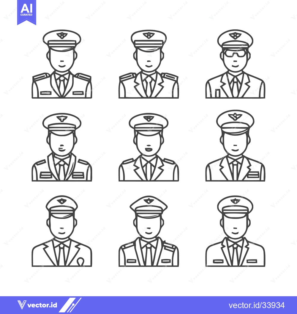 Premium Vector of Uniformed individuals in a grid formation, line art style.