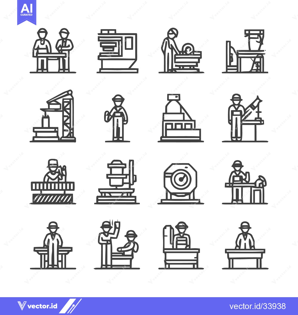 Premium Vector dari Factory workers and industrial machines in manufacturing process.
