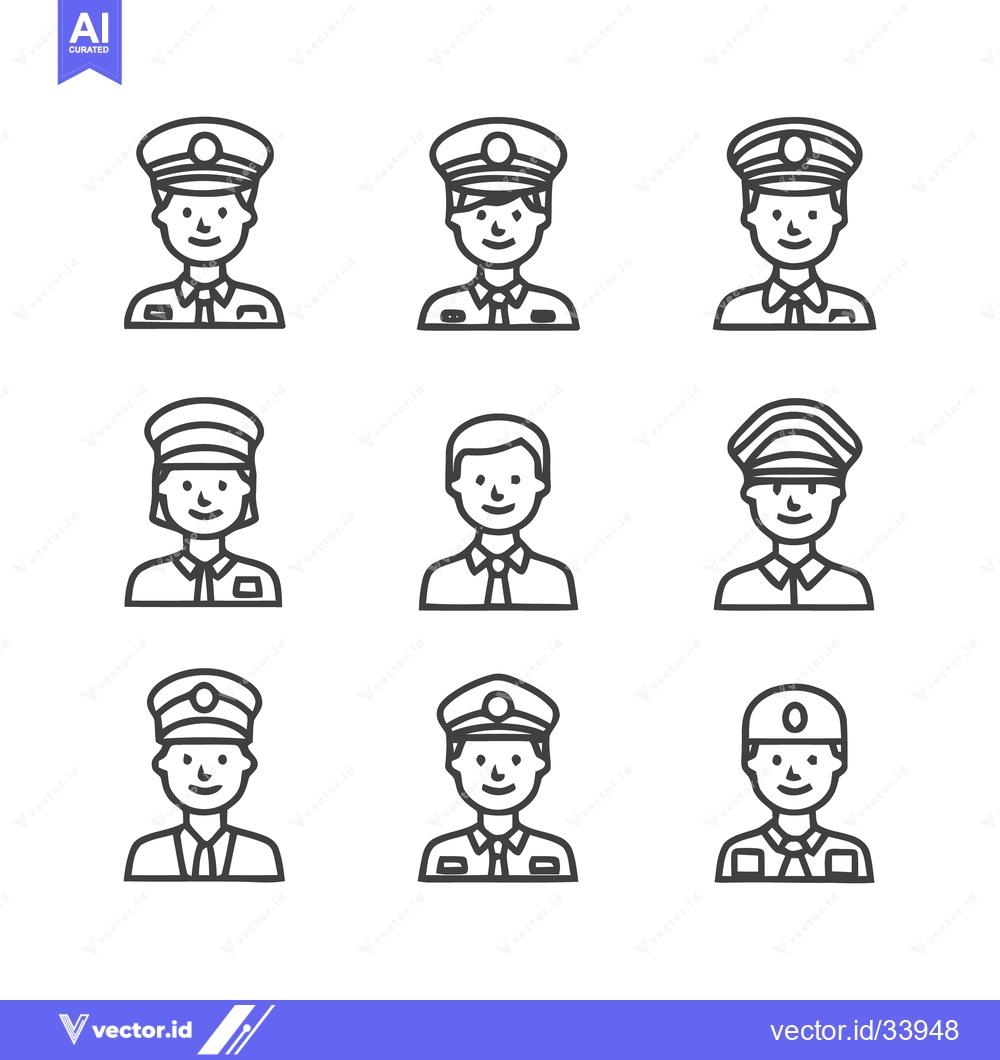 Premium Vector dari Uniformed People - Diverse Line Art Illustrations for Various Applicat