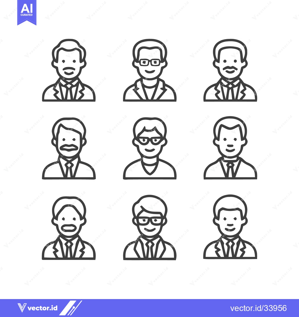 Premium Vector of Diverse Professional Portraits - A Collection of Business Individuals.