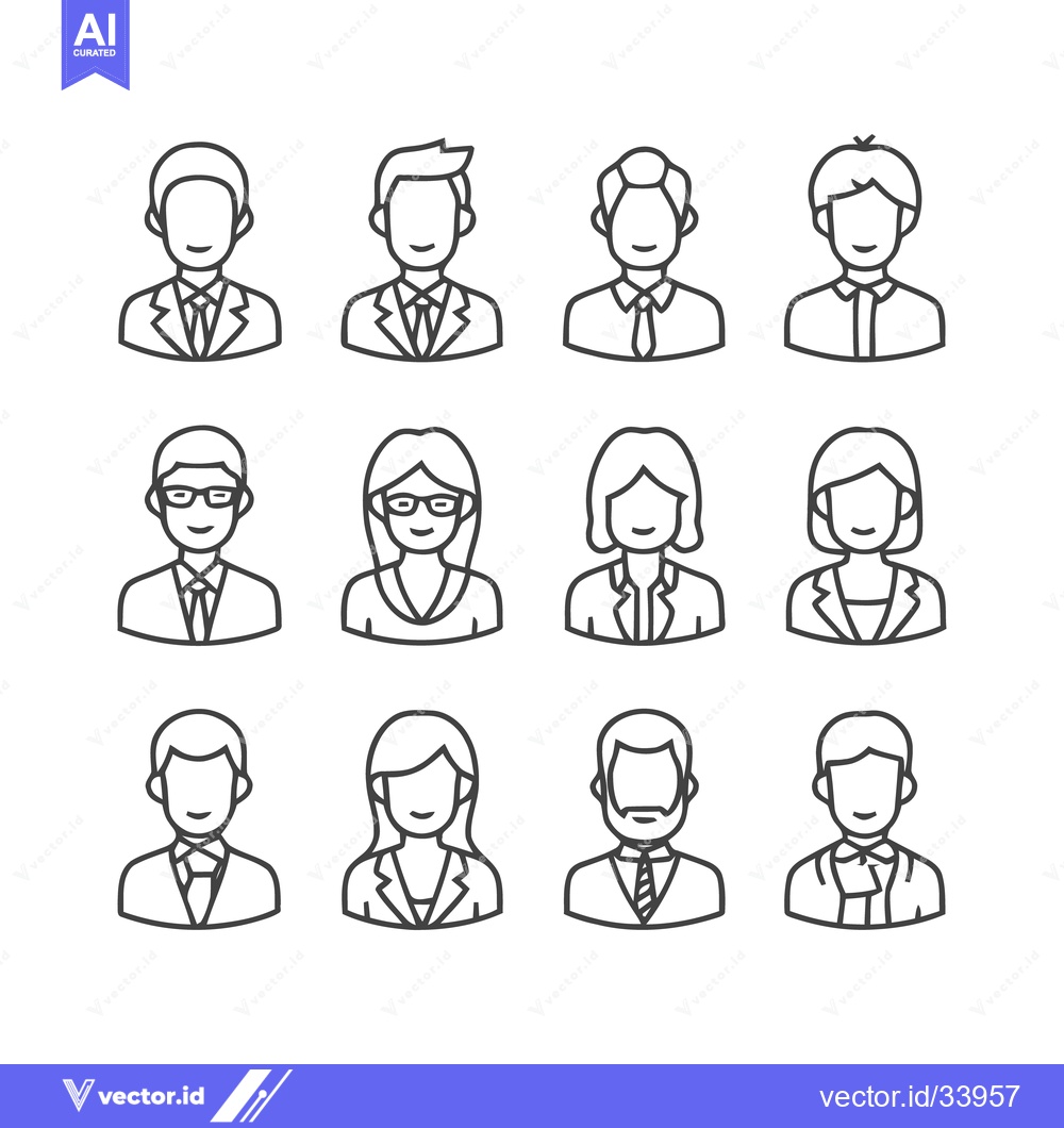 Premium Vector of Diverse Professional Portraits - A Collection of Business People Icons