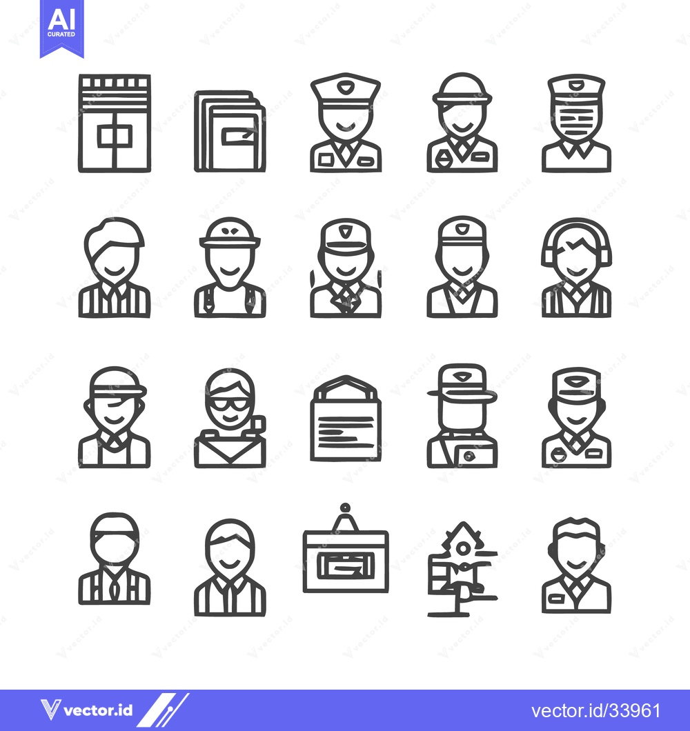 Premium Vector dari Collection of various professional icons for different occupations.