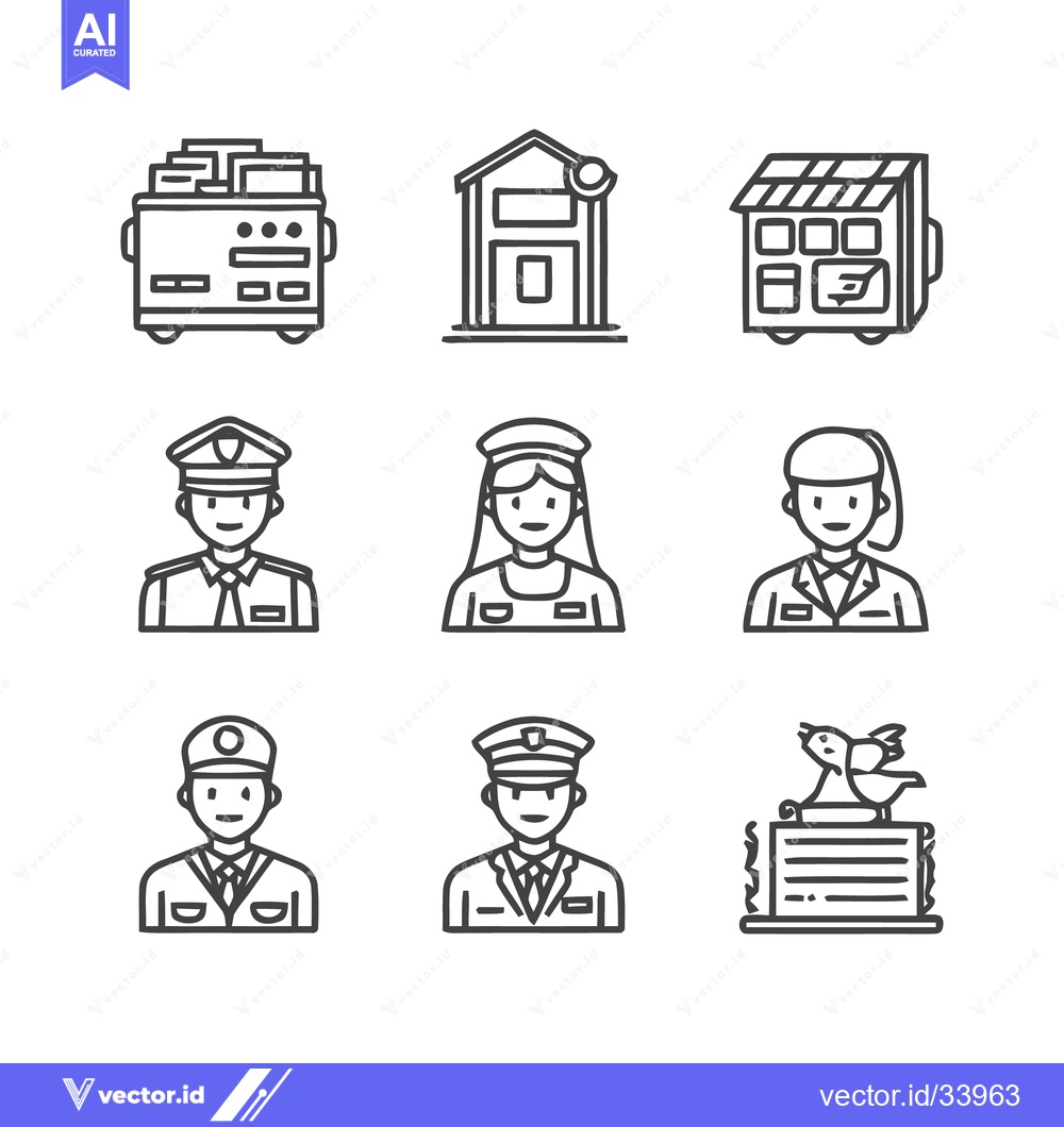 Premium Vector dari Postal Service Icons - Mail Delivery, Post Office, and People.