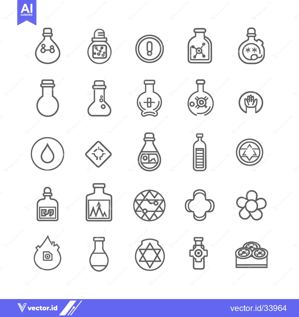 Premium Vector dari Collection of Potion Bottle and Flask Icons in Line Style
