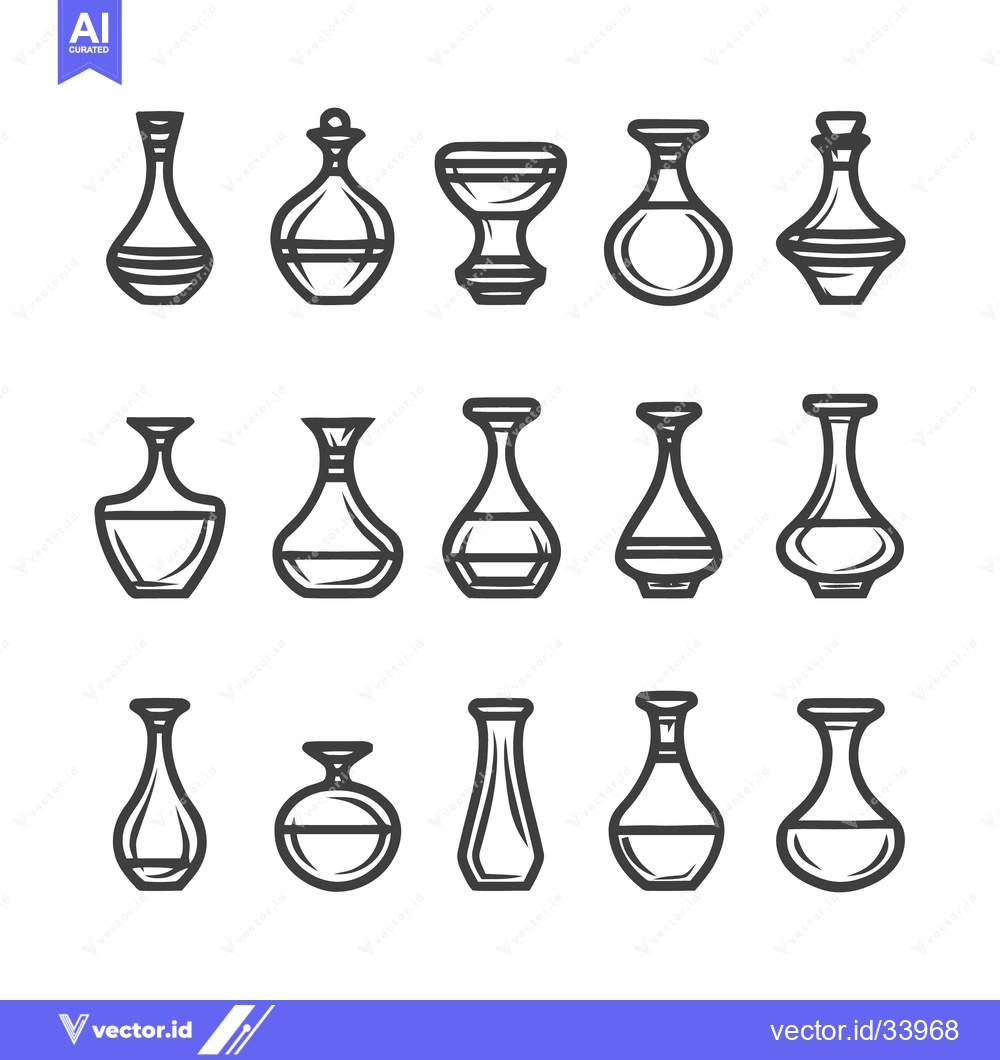Premium Vector of Collection of Minimalist Vase Illustrations for Design and Decor.