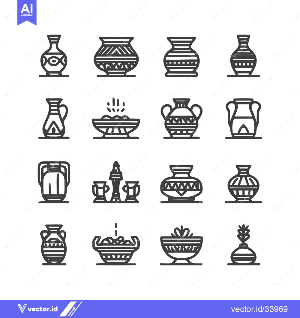 Premium Vector dari Collection of Minimalist Pottery and Ceramic Vessels.