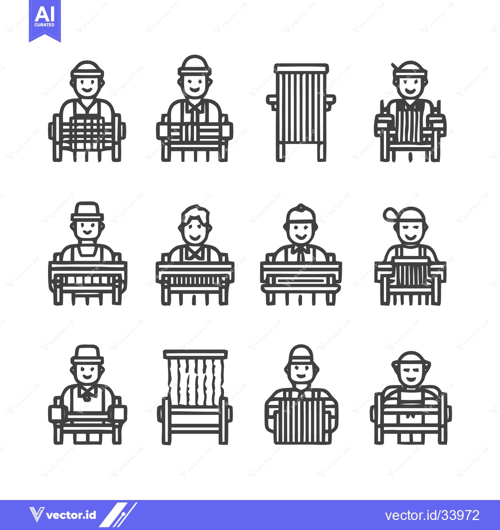 Premium Vector dari People Sitting on Benches - A Collection of Vector Illustrations.