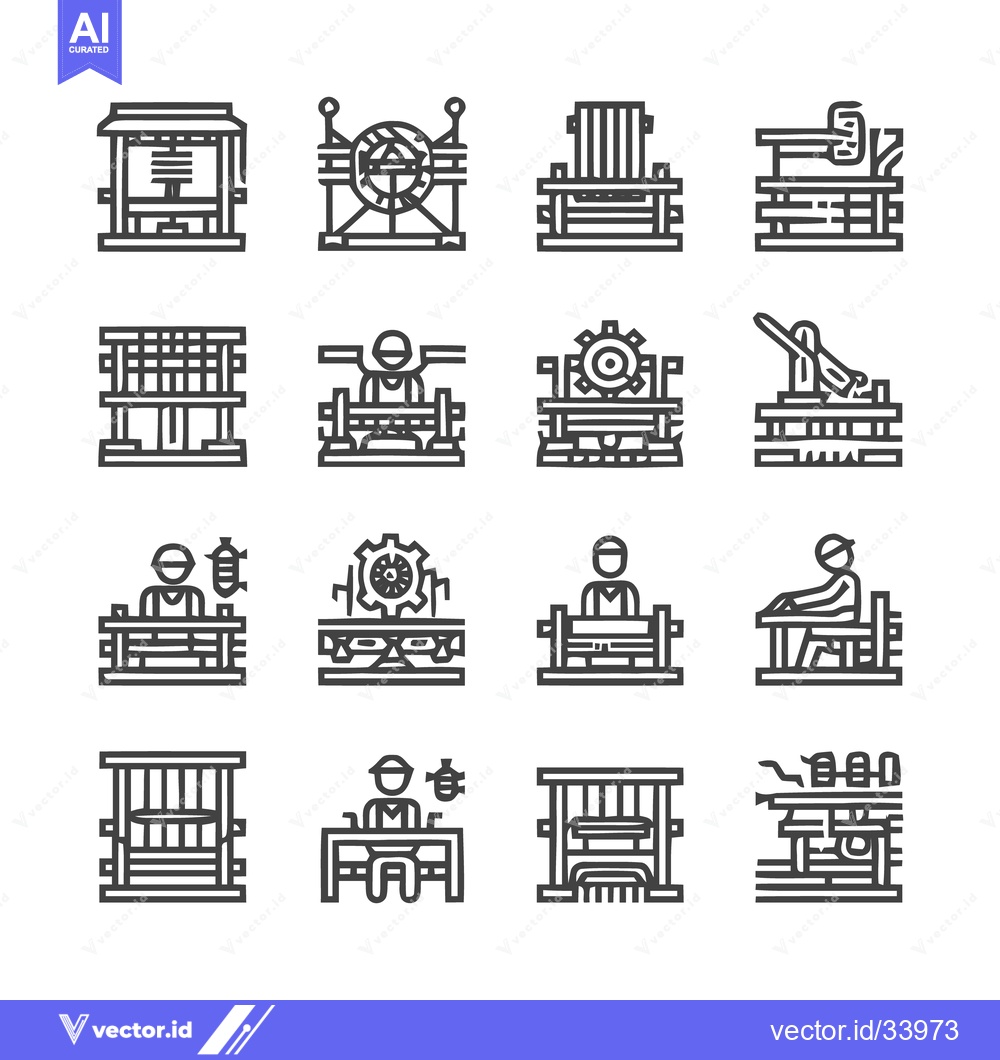 Premium Vector dari Industrial Machinery and Equipment Icon Set.