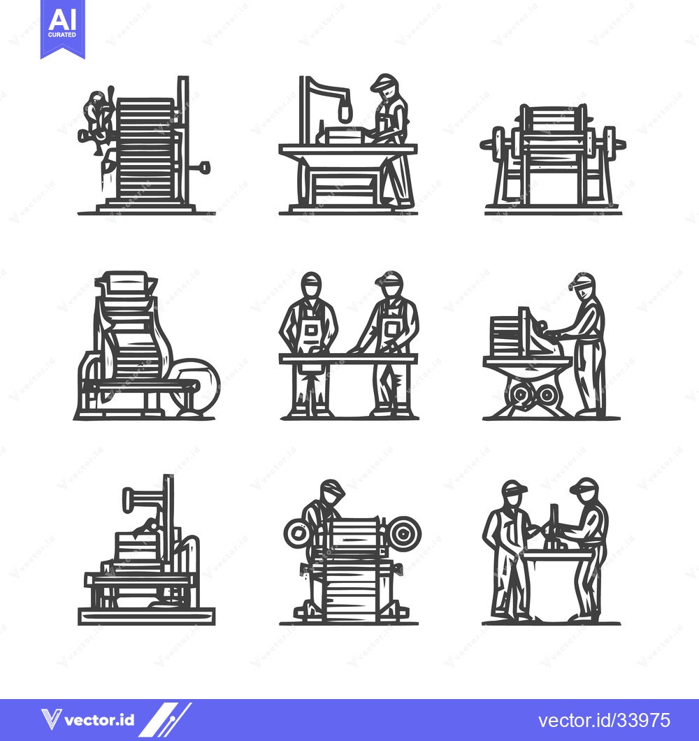 Premium Vector dari Industrial Machinery and Workers in a Factory Setting.