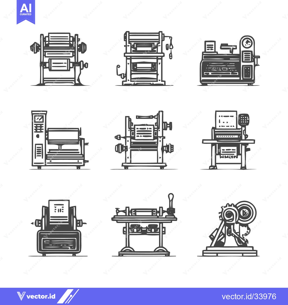Premium Vector dari Vintage Printing Press Illustrations - A Detailed Collection.