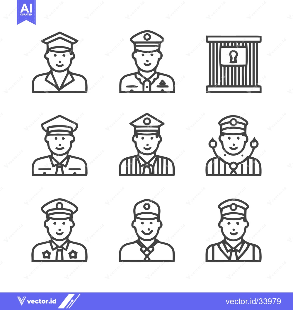 Premium Vector dari Police Officer Icons - Law Enforcement and Security Symbols.