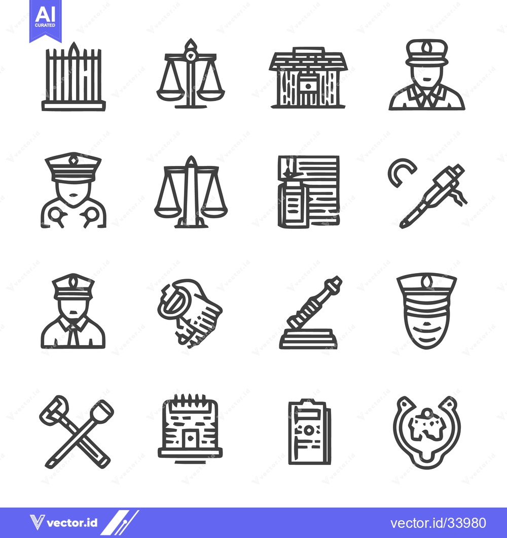 Premium Vector of Collection of Justice and Law Enforcement Icons in Minimalist Style.