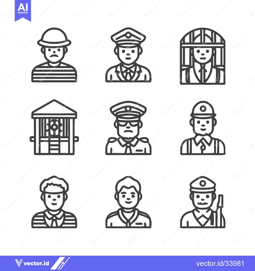 Premium Vector dari Prisoner, Guard, and Jail Icons - A Detailed Vector Set.
