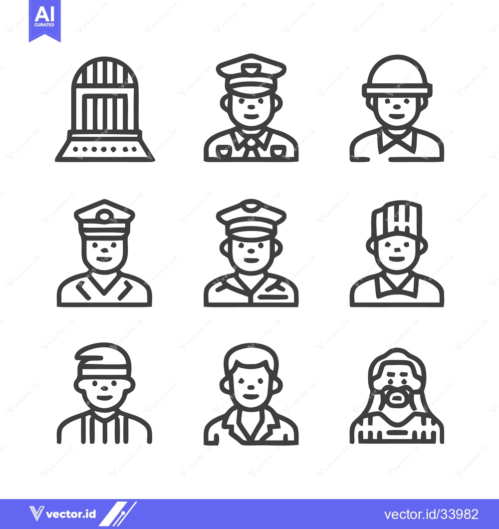 Premium Vector dari Diverse Professions - A Collection of Line Art Icons Representing Vari
