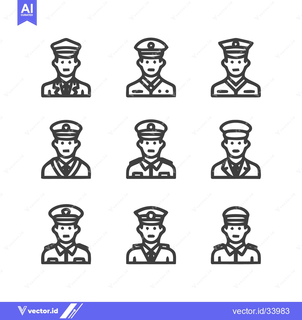 Premium Vector dari Uniformed individuals in a grid formation, representing various profes