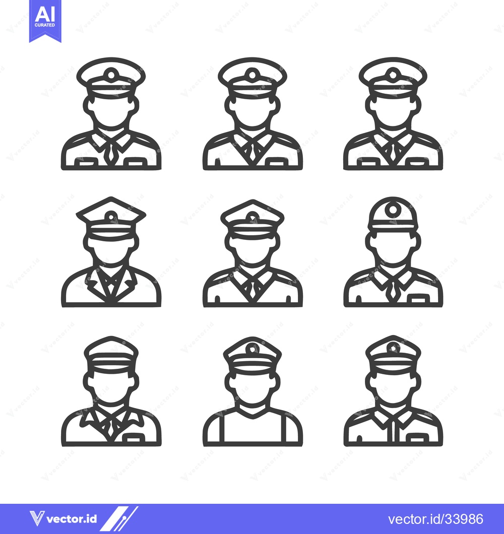 Premium Vector dari Uniformed individuals in a grid formation, representing various profes