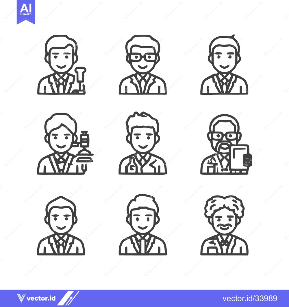 Premium Vector of Diverse Professionals - A Collection of Illustrated Portraits.