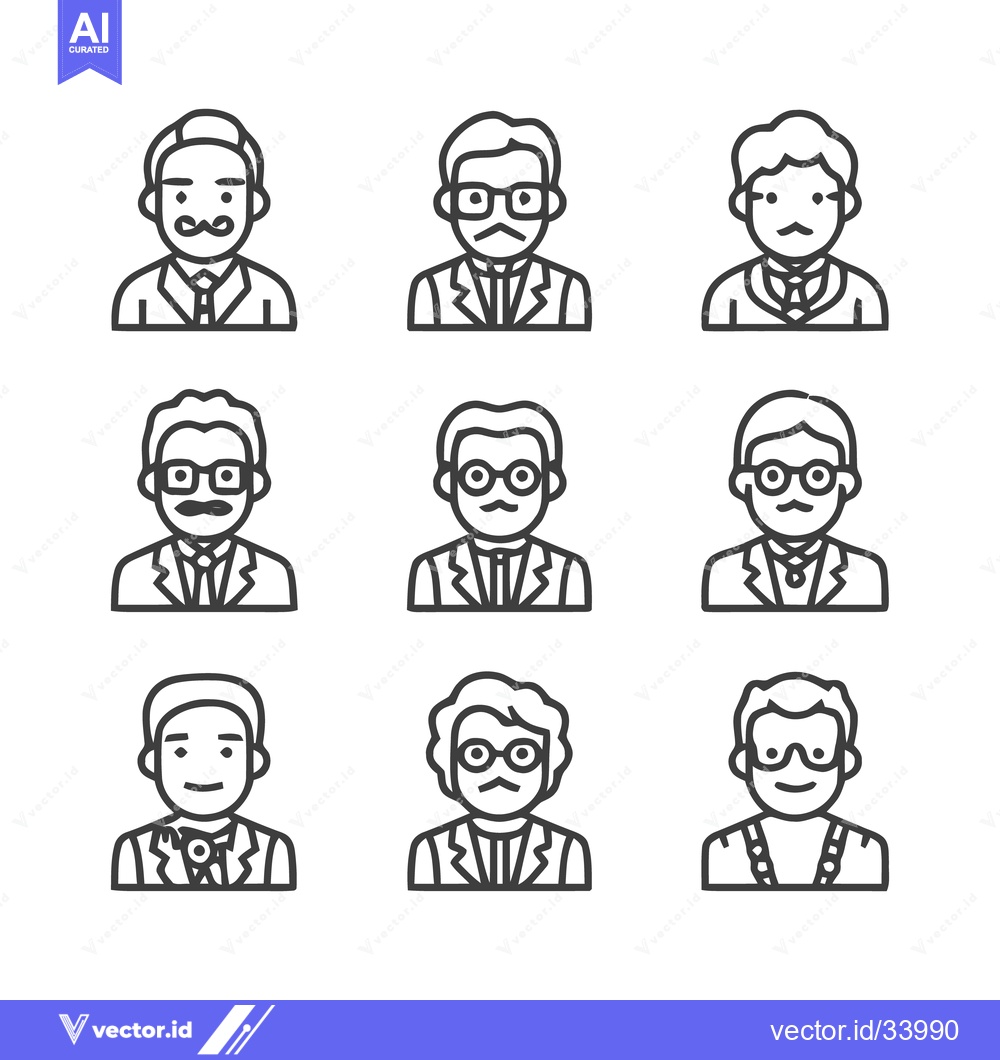 Premium Vector dari Nine Business Professionals in Line Art Style.