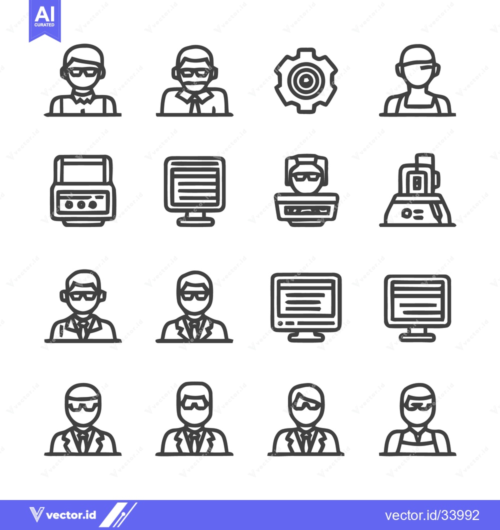 Premium Vector of Collection of various line art icons representing people and technolog