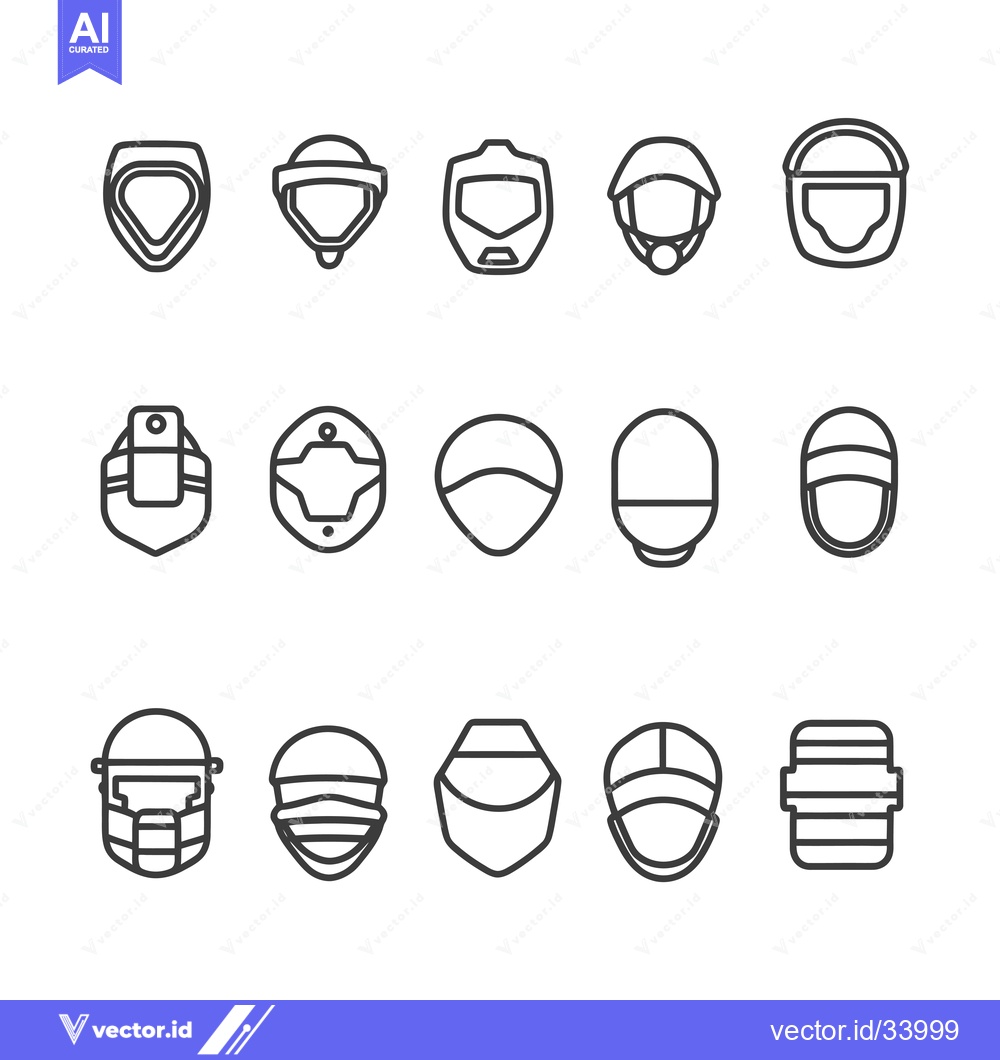 Premium Vector of Collection of Protective Headgear Icons in Outline Style