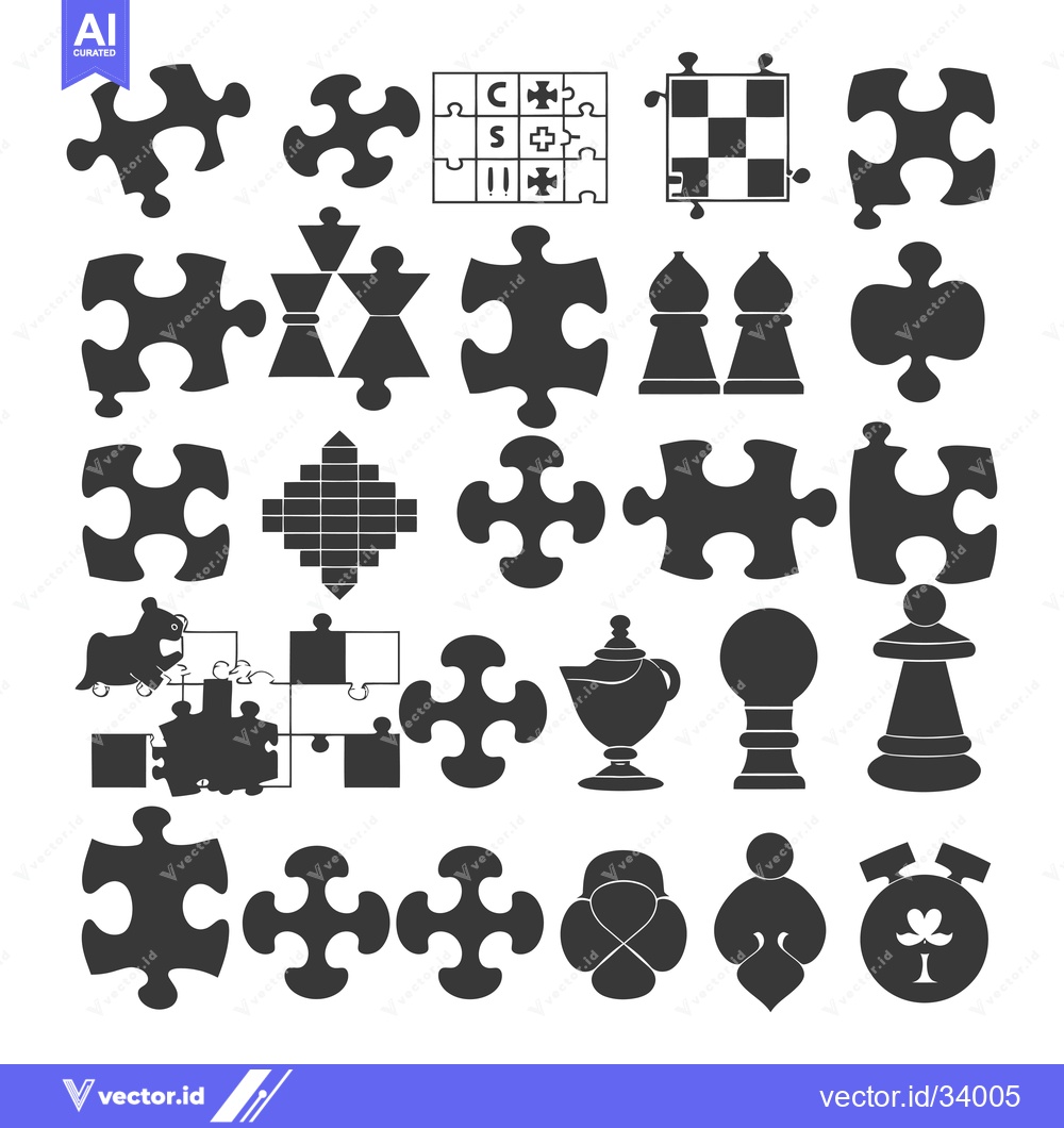 Premium Vector dari Collection of Puzzle Pieces and Game Objects