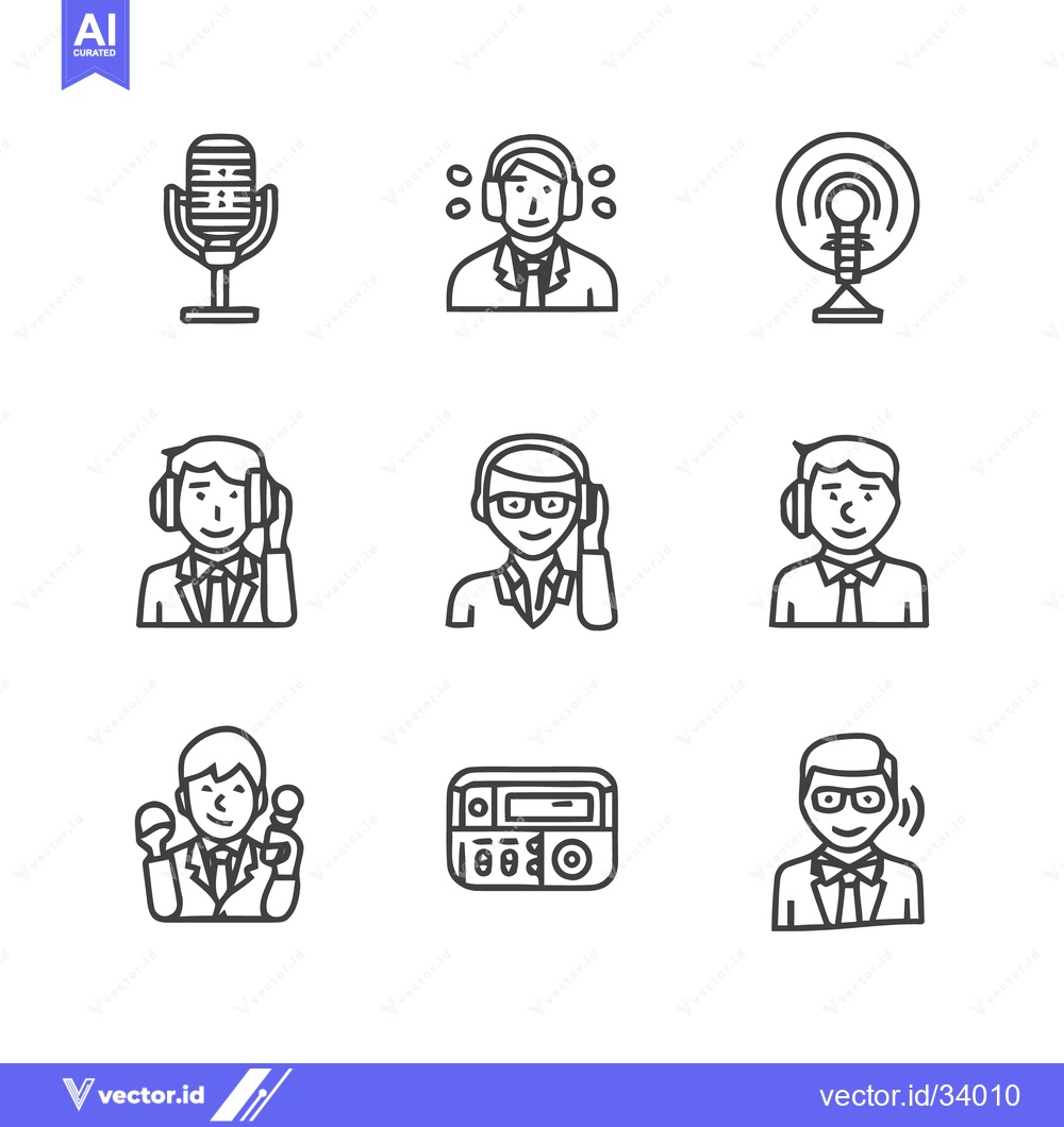 Premium Vector dari Radio Broadcasting and Communication Icon Set.
