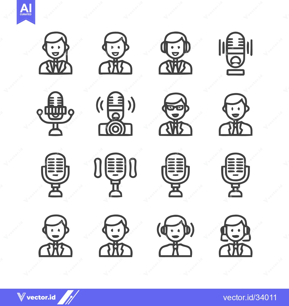 Premium Vector dari Podcast Icons - Diverse Collection of Audio and People Illustrations.