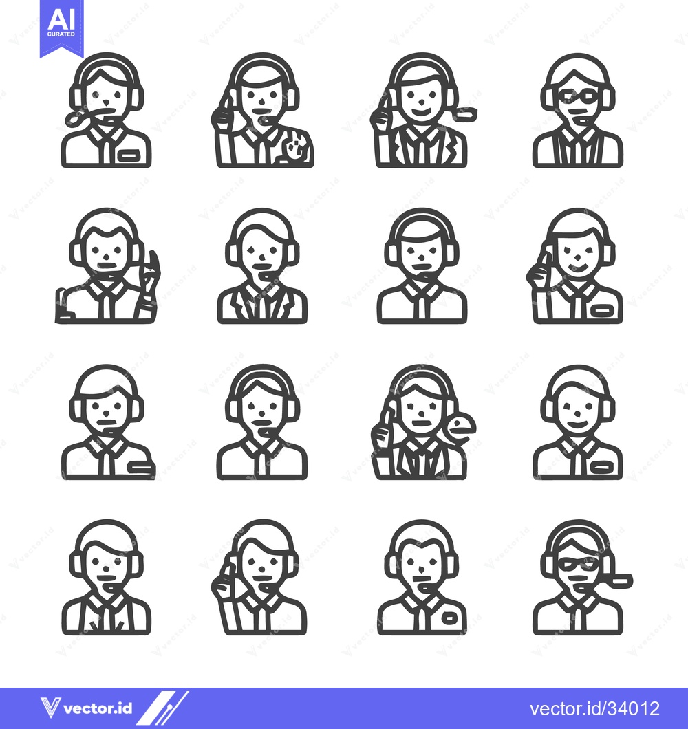 Premium Vector dari Customer service representatives icons set, call center agents, suppor