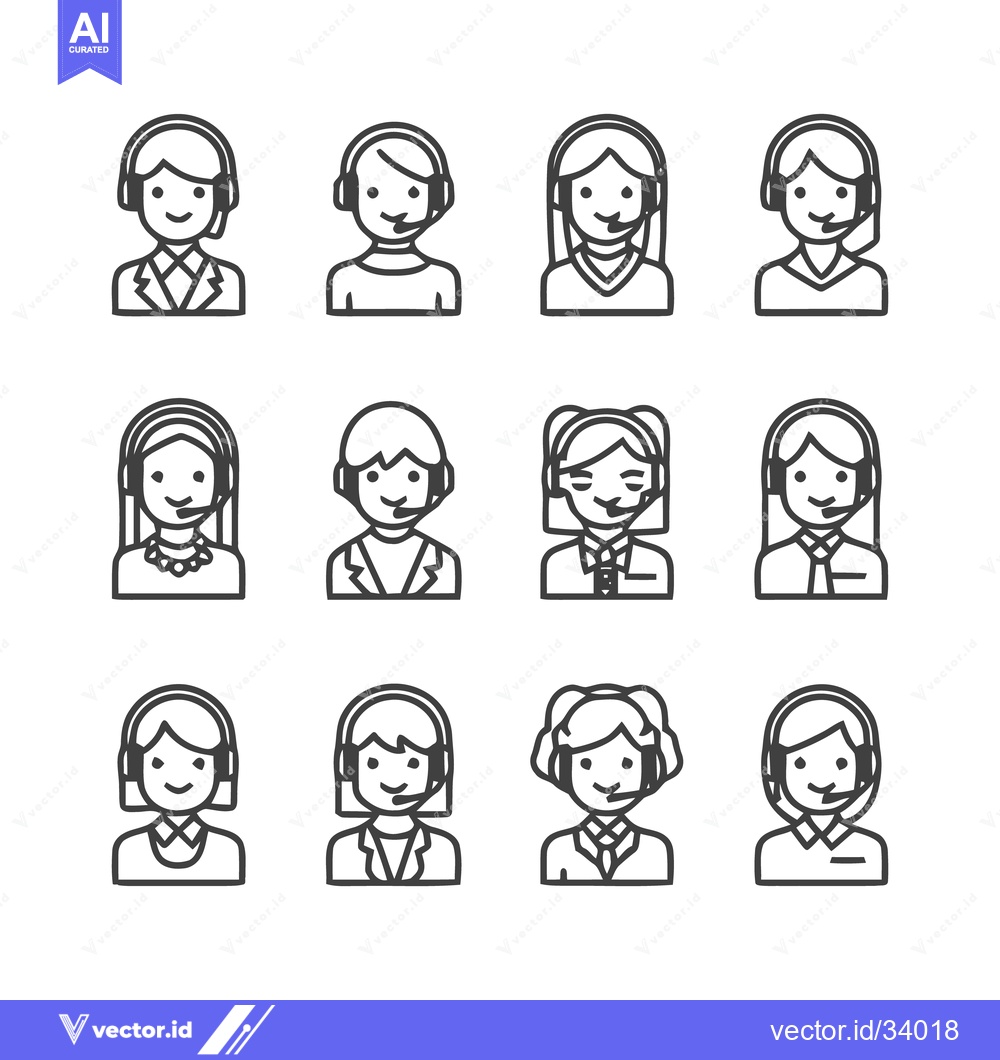 Premium Vector of Customer service representatives icons, call center agents, support st